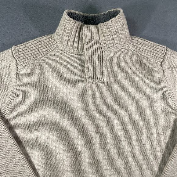GAP Wool Sweater Men XL Vintage 90 Y2k Beige Cream Preppy Mock Grunge Pile Skate - Picture 3 of 8